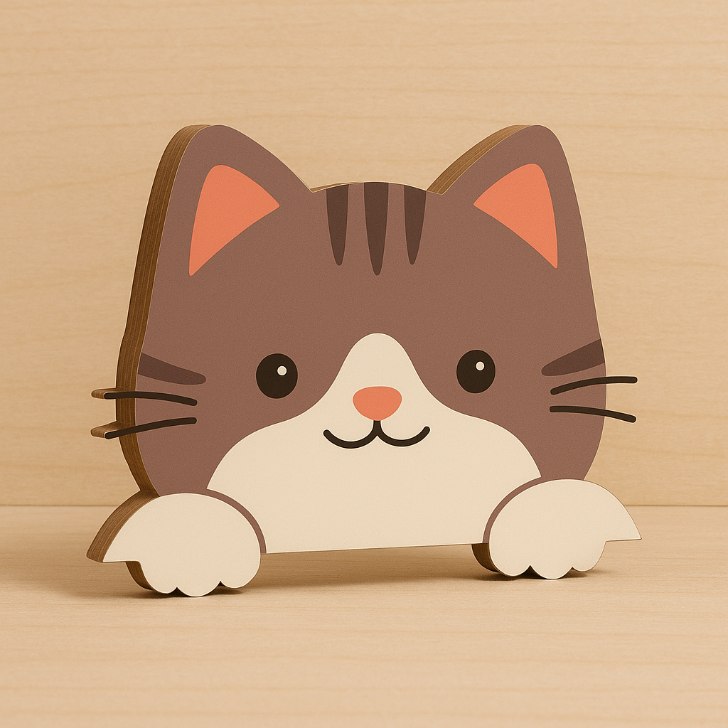 Peekaboo Cat Plywood Wall Plaque