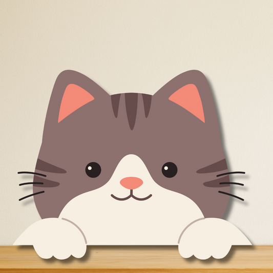 Peekaboo Cat Plywood Wall Plaque